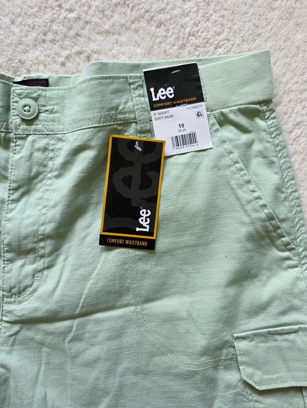 New Lee Women's Comfort Waist 5" summer soft sage cotton Cargo Shorts, Size XXL - Picture 5 of 12